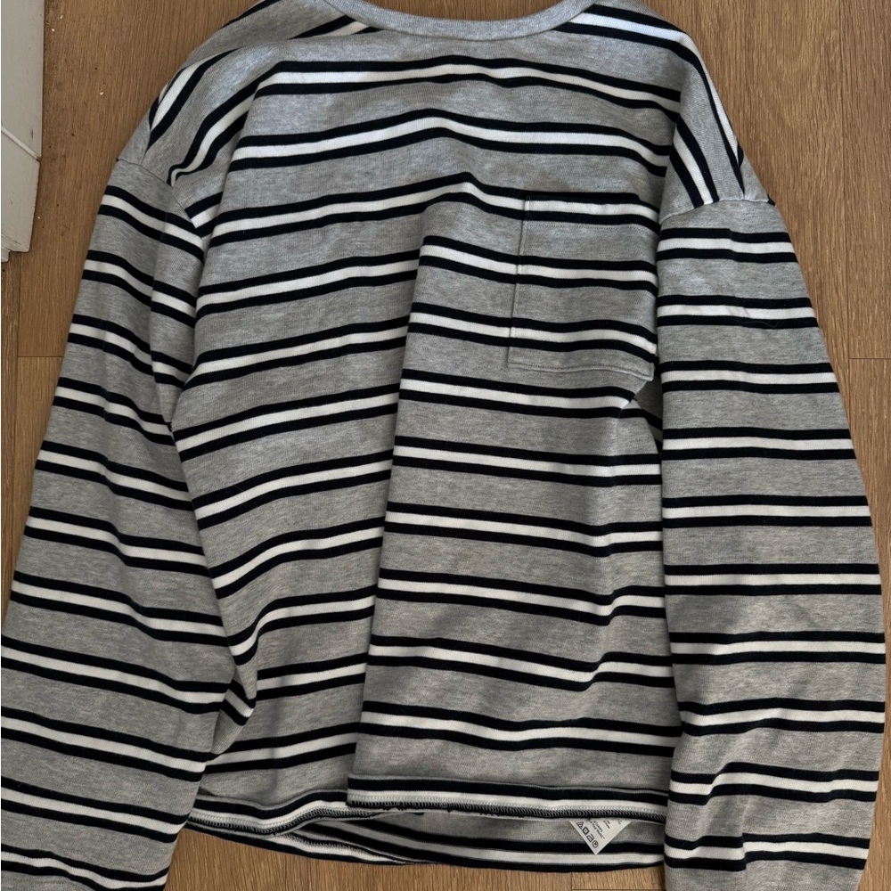 TNA Heather Gray and Black Striped Top